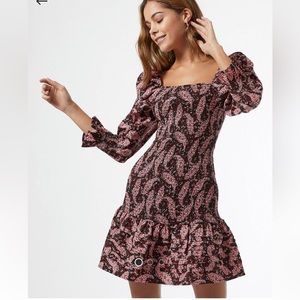 Miss selfridge shirred mini dress in paisley print